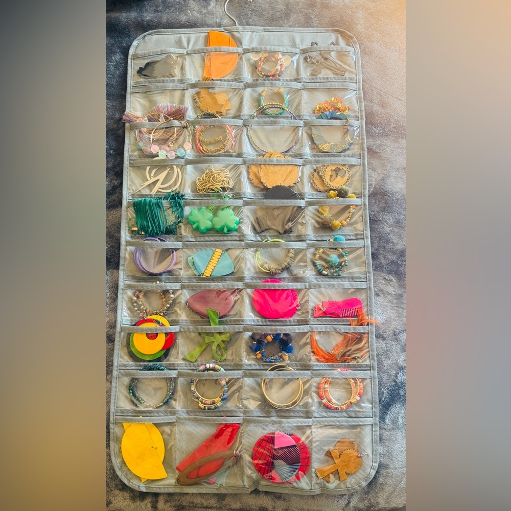 Colorful Jewelry Organizer with Assorted Accessories